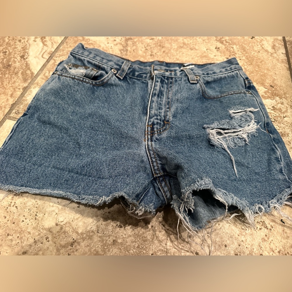 Calvin Klein Blue Distressed Jean Shorts